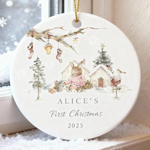 Babys first christmas ornament, personalized baby's first christmas ornament girl, ceramic christmas ornament for baby girl, new baby gift