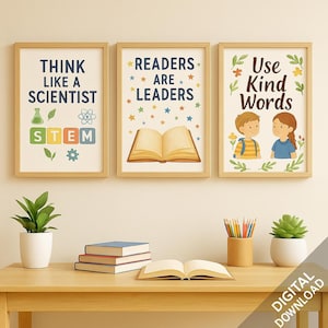 STEM-klasdecor – motiverende aquarelprints (digitale download)