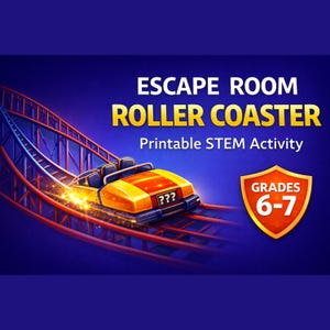 Juego de escape imprimible de montaña rusa / Actividad de rompecabezas STEM / Juego para el aula de secundaria / Grados 6-7