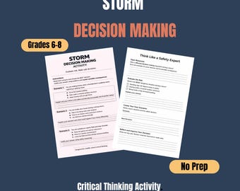 Storm Decision Making Worksheet Middle School Weather Safety Critical Thinking Emergency Preparedness PDF Activity