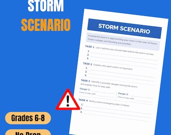Storm scenario middle school | weather scenario grade 6-8 | emergency preparedness activity | no prep science printable