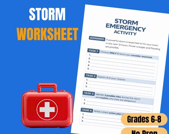 Storm worksheet middle school | weather worksheet grade 6-8 | emergency preparedness activity | no prep science printable