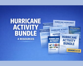Hurricane Bundle Activities Middle School, Weather Worksheets Set, Scenario Activity STEM Challenge, Emergency Lesson, 6th 7th Grade Science