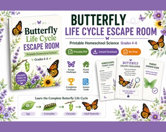 Butterfly Life Cycle Escape Room | Homeschool Science Activity | Printable PDF