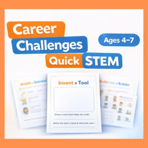 Actividad STEM para el desarrollo profesional / Resolución de problemas y creatividad / Hojas de trabajo imprimibles / Edades de 4 a 7 años / Preescolar, Jardín de infancia