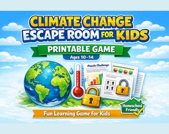 Climate Change Escape Room Printable Game for Kids Ages 10-14 Digital Download Educational Puzzle Activity