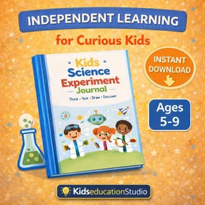 子供向け科学実験ジャーナル | 独立したSTEM学習用印刷物 | 5～9歳向け発見アクティビティ