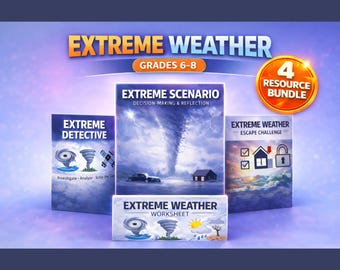 Extreme Weather Activities Bundle | Middle School Science Unit Grades 6-8 | No Prep STEM Lessons, Escape Room, Worksheets PDF