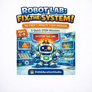 Robot STEM Activity for Kids – 5 Minute Engineering Lab Printable, Screen Free Indoor Science Challenge Ages 5–9