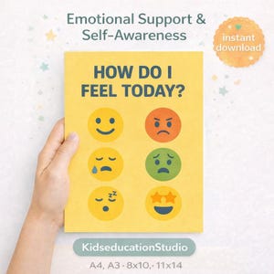 Póster imprimible en PDF sobre emociones y sentimientos para espacios de aprendizaje emocional y terapia.