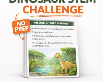 Dinosaur STEM Activity Kit - 5-Minute No-Prep Educational Missions for Kids Ages 6-9