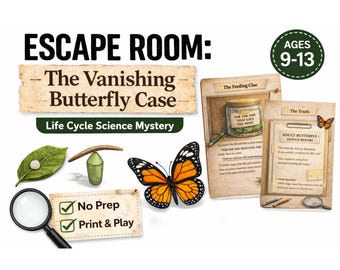 Printable Escape Room Life Cycle Activity for Kids Science Mystery Game Ages 9-13 STEM Learning Puzzle Challenge