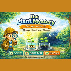 Activité STEM plante mystère pour enfants, expérience scientifique sans préparation à imprimer, école à la maison