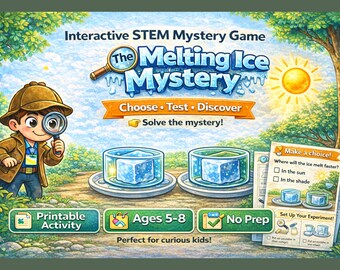 STEM Mystery Ice Melting Science Experiment Printable Activity for Kids Ages 5-8 No Prep Educational Game
