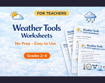 Weather Tools Worksheets, STEM Science Activities, No Prep Printable, Grades 2-4 Science, Weather Instruments Lesson