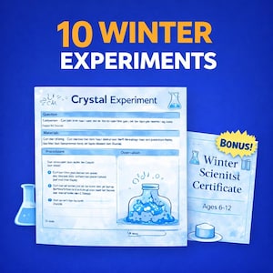 Winter STEM Snow Lab – Kid Science Workbook, Crystal Kit Activities, Melt Tests Experiments