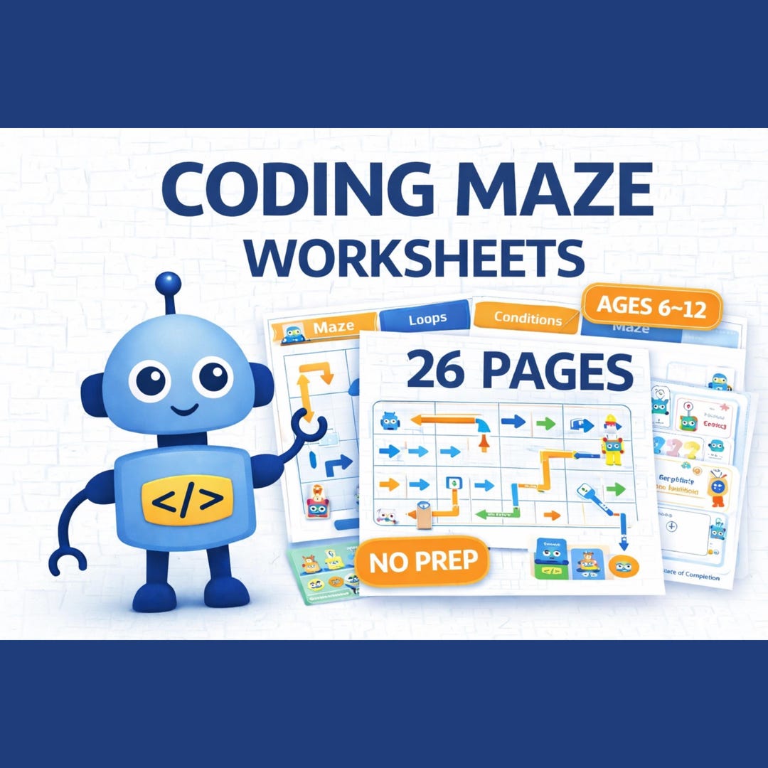 Coding Maze Worksheet for Kids | Unplugged Coding Activity | STEM ...