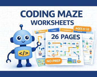 Coding Maze Worksheet for Kids | Unplugged Coding Activity | STEM Printable | Ages 6-12