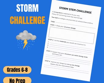 Storm STEM Challenge Middle School | Weather Activity Grades 6-8 | Emergency Engineering Task | No Prep Science Worksheet