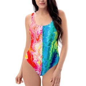 Horizon Swimsuit : Abstract Print One-Piece Cheeky Scoop Back