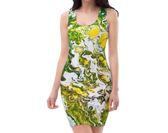 Neon Lime Green & Yellow ECO Tank Dress - Etsy