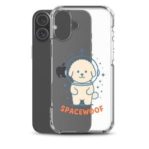 Space Dog iPhone Case – Clear Astronaut Bichon Frise Case | Cute SPACEWOOF Gift for Dog Lovers | iPhone 13/14/15/16 Cover