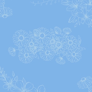Blue Botanical Sketch Floral Print