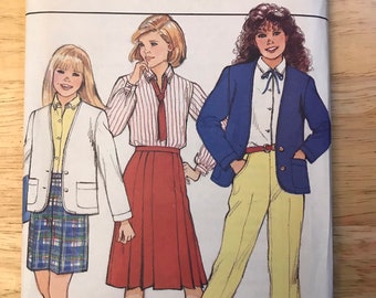 Vintage Butterick Sewing Pattern 3084 Girls Jacket, Skirt, Shorts, Pants & Blouse Sz 8 UNCUT OOP Factory Folded