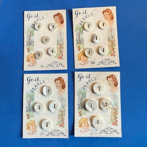 Vintage parelmoer knopen Go-It parelmoer knopen 2-gaats rond op kaarten - 16 mm, 18 mm, 20 mm, 22 mm, JULLIE KIEZEN