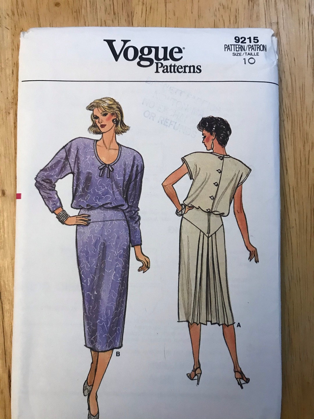 Vogue Sewing Pattern 9215 Misses Button Back Dress With Scoop - Etsy