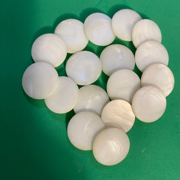 6 Vintage  Mother of Pearl round ivory shank buttons 3/4” / 19mm for sewing and crafts #23