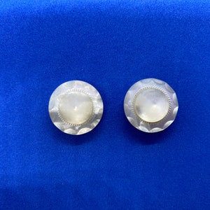RARE Vintage Antique Edwardian Carved Solid Mother of Pearl Shell Cuff Links