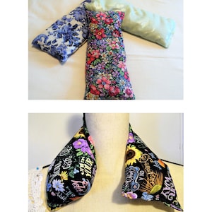 Aromatherapy Gift Set Reusable Hot/Cold Neck Wrap & Eye Pillow YOUR CHOICE of Fabric and Herbs or Unscented, Lavender, Chamomile or Both