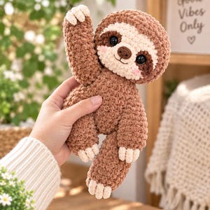 Crochet Sloth Plush, Handmade Sloth Stuffed Animal, Cute Sloth Toy, Kawaii Crochet Animal, Sloth Lover Gift, Cozy Nursery Decor