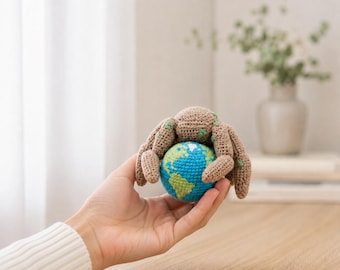 Rocky Crochet Holding Earth, Project Hail Mary Rocky Amigurumi, Alien Plush