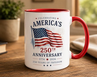 America 250th Anniversary Commemorative Mug, Patriotic Gift Patriotic 4th of July Keepsake Cup
