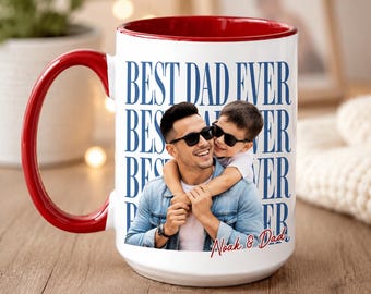 Personalized Photo Mug for Dad, Best Dad Ever Coffee Cup, Father's Day Mug, Father's Day Gift from Kids, Dad Birthday Coffee Mug