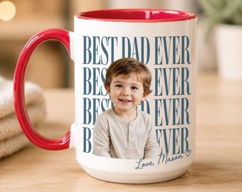 Custom Photo Dad Mug, Father's Day Mug, Father's Day Gift from Kids, Personalized Best Dad Ever Photo Mug, Dad Birthday Coffee Mug