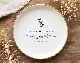 Custom Engaged Ring Dish, Bridal Shower Gift, Engagement Gift for Bride, Wedding Gifts for Couple