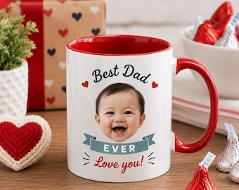 Personalized Best Dad Mug, Custom Baby Face Coffee Cup, Father’s Day Gift From Kids, New Dad Gift, Dad Birthday Gift