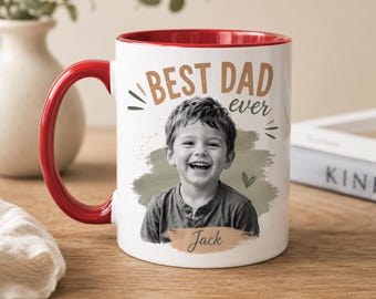 Custom Photo Dad Mug, Father's Day Mug, Father's Day Gift from Kids, Childhood Photo Mug, Best Dad Ever Dad Coffee Mug