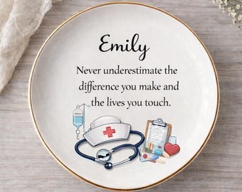 Personalized Nurse Ring Dish Gift, Custom Nursing Jewelry Tray, New Nurse Trinket Dish Gift