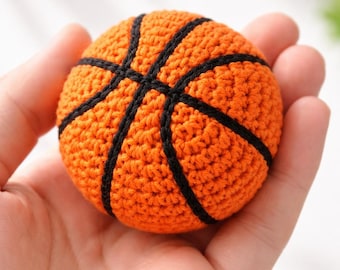 Crochet Basketball, Mini Amigurumi Basketball, Handmade Sports Gift, Cute Plush Ball Toy, Basketball Lover Gift, Small Crochet Decor