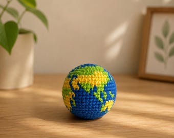 Crochet Earth Hacky Sack Footbag Sensory Footbag, Outdoor Toss Juggling Toy, Stress Balls, Fidget Party Favor Gift