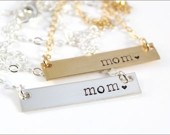 Bar Necklace | Sterling Silver, Gold Filled, Rose Gold, Gift for Mom