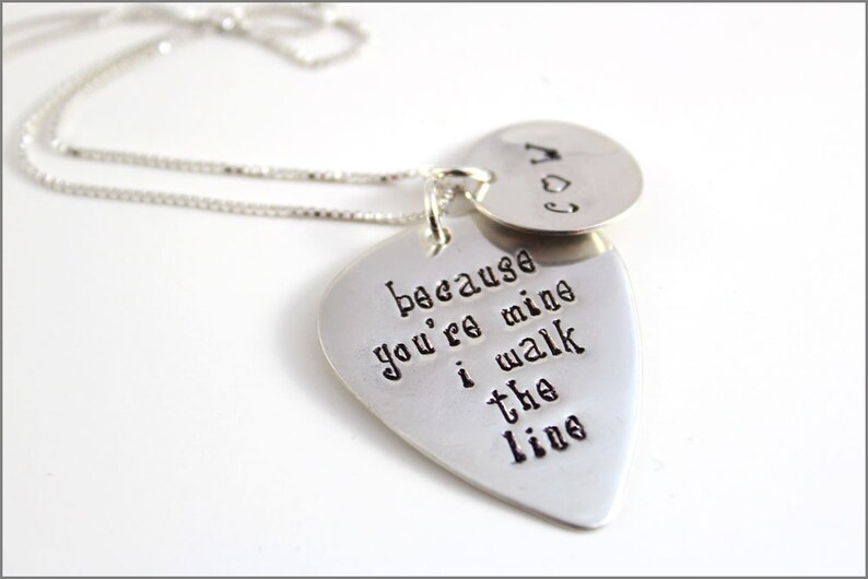 Music Lovers Couples Jewelry Guitar Pick Necklace I Walk Etsy