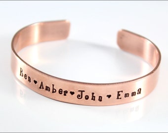 Personalized Name Cuff Bracelet | Custom Copper Jewelry, Hand Stamped Name Jewelry, Copper Name Bracelet, Gifts for Wife