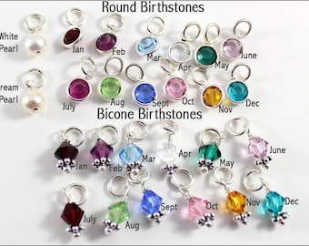 Birthstone Charm Add On: Round or Bicone, for Necklace or Bracelet Jewelry
