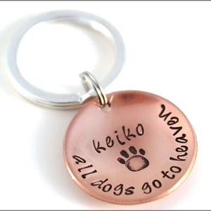 Personalisierte Haustier Erinnerung Schlüsselanhänger | Benutzerdefinierte Kupfer Hund Schlüsselanhänger, alle Hunde kommen in den Himmel, personalisierte Haustier Name Keychain