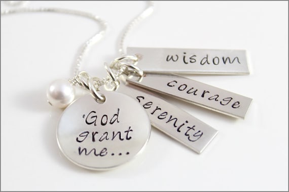 Serenity Prayer Necklace in Sterling Silver God Grant Me Serenity
